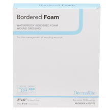 Load image into Gallery viewer, DermaRite Industries Foam Dressing BorderedFoam® 6 X 6 Inch With Border Waterproof Backing Nonacrylic Adhesive Square Sterile #00297E
