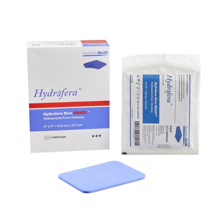 Antibacterial Foam Dressing HydraferaBLUE® READY 4 X 5 Inch Rectangle Non-Adhesive without Border Sterile