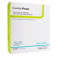 Load image into Gallery viewer, DermaRite Industries Foam Dressing ComfortFoam™ Border 6 X 6 Inch With Border Waterproof Backing Silicone Adhesive Square Sterile #00318E
