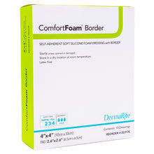Load image into Gallery viewer, DermaRite Industries Foam Dressing ComfortFoam™ Border 4 X 4 Inch With Border Waterproof Backing Silicone Adhesive Square Sterile #00317E
