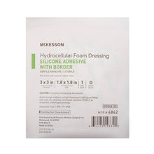 Load image into Gallery viewer, Foam Dressing McKesson 3 X 3 Inch With Border Film Backing Silicone Gel Adhesive Square Sterile #4842
