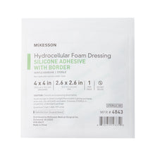 Load image into Gallery viewer, Foam Dressing McKesson 4 X 4 Inch With Border Film Backing Silicone Gel Adhesive Square Sterile #4843
