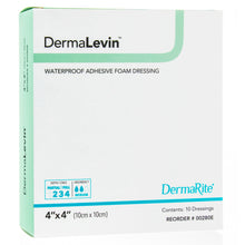 Load image into Gallery viewer, DermaRite Industries Foam Dressing DermaLevin® 4 X 4 Inch With Border Waterproof Backing Hydrocolloid Adhesive Square Sterile #00280E
