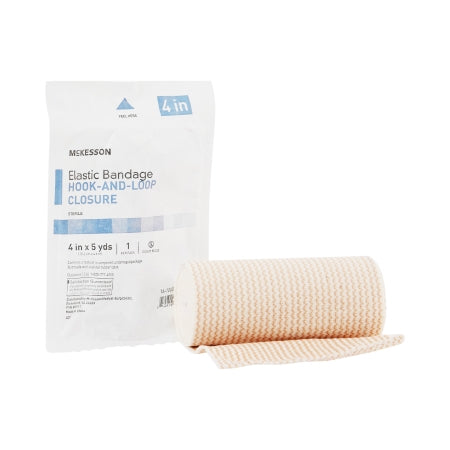 Elastic Bandage 4 Inch X 5 Yard Single Hook and Loop Closure Tan Sterile Standard Compression