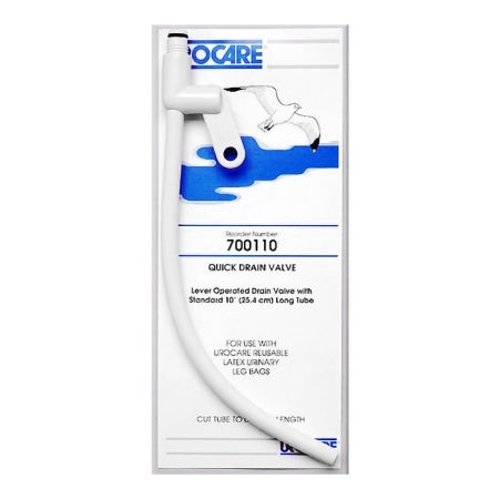 Long DrainTube Urocare® Quick Drain Valve™ Standard, 0.25 I.D. X 10 Long Inch, White rubber and Plastic, NonSterile