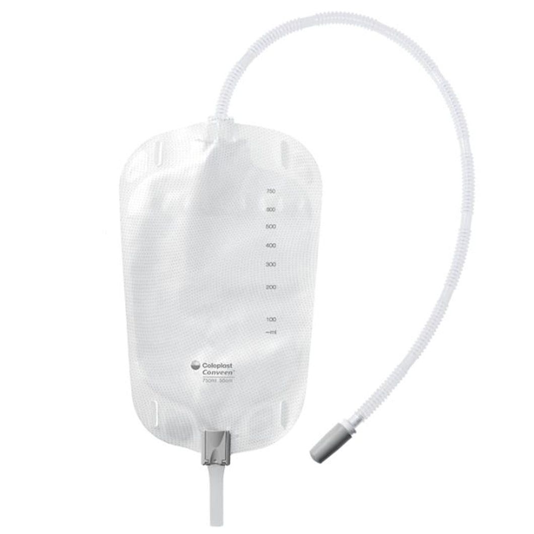 Coloplast Urinary Leg Bag Conveen® Security+ Anti-Reflux Valve / Clamp Valve NonSterile 500 mL Vinyl / Flocked #21026
