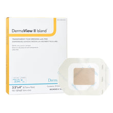 Load image into Gallery viewer, Transparent Film Dressing with Pad DermaView II™ Island 3-1/2 X 4 Inch Frame Style Delivery Rectangle Sterile #16340
