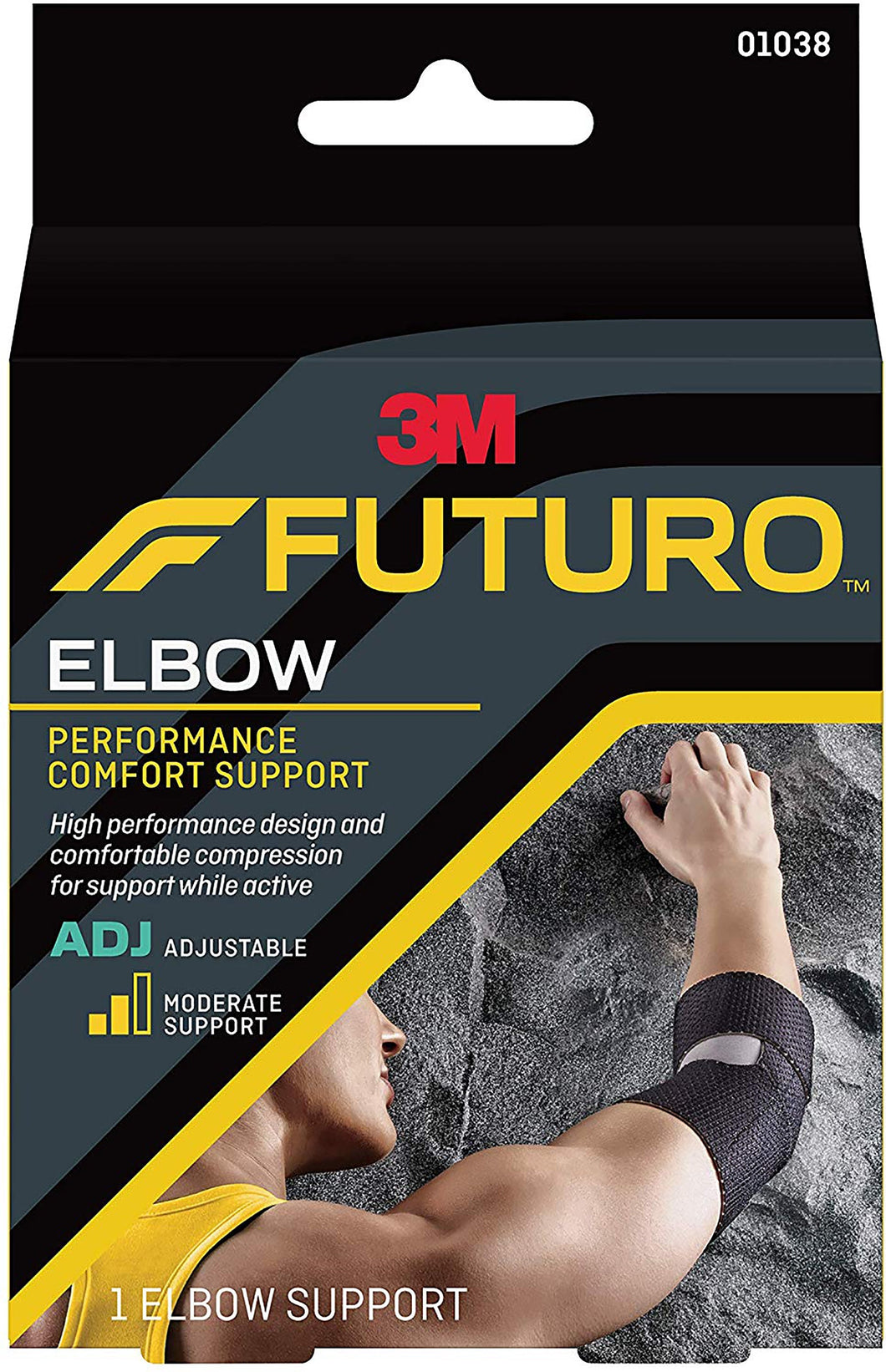 Elbow Support 3M™ Futuro™ One Size Fits Most Left or Right Elbow Black #01038ENR