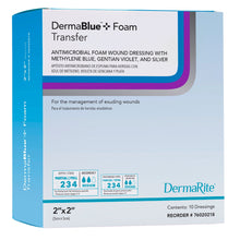 Load image into Gallery viewer, DermaRite Industries Silver Foam Dressing DermaBlue+™ Foam 2 X 2 Inch Square Sterile #76020214

