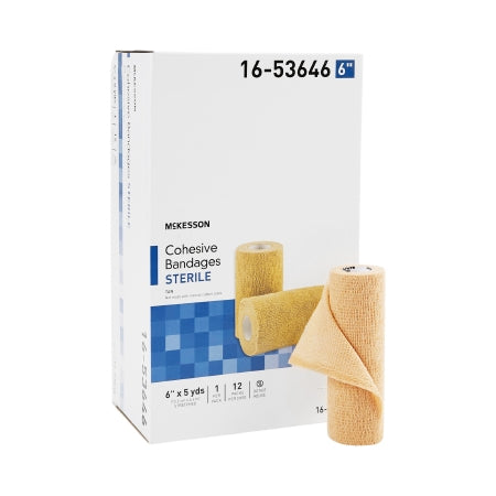 Cohesive Bandage 6 Inch X 5 Yard Self-adherent Closure Tan Sterile Standard Compression