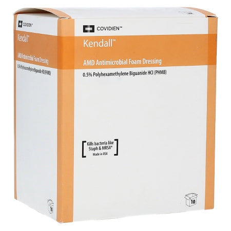 Antimicrobial Foam Dressing Kendall™ AMD 5-1/2 X 5-1/2 Inch Adhesive with Border Sterile