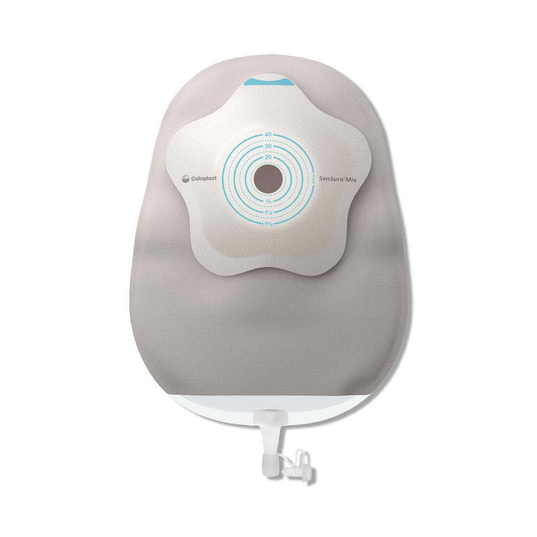 Coloplast Urostomy Pouch SenSura® 18404 Mio Concave One-Piece System 10-1/2 Inch Length, Maxi Concave, Pre-Cut 1-3/16 Inch Stoma Drainable