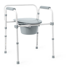 Load image into Gallery viewer, Medline 3-in-1 Folding Aluminum Elongated Commode #G1-505LX1
