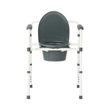 Load image into Gallery viewer, Medline Dark Grey 3-in-1 Folding Commode with Elongated Seat, Microban Treated #G1-200LMX1
