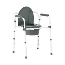 Load image into Gallery viewer, Medline Dark Grey 3-in-1 Folding Commode with Elongated Seat, Microban Treated #G1-200LMX1
