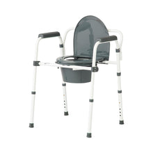 Load image into Gallery viewer, Medline Dark Grey 3-in-1 Folding Commode with Elongated Seat, Microban Treated #G1-200LMX1
