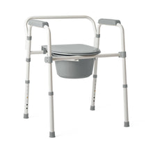 Load image into Gallery viewer, Medline Steel 3-in-1 Folding Commode, Includes Seat with Lid, Bucket, Armrests, and Splashguard  #G1-200X1
