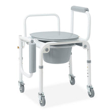 Load image into Gallery viewer, Medline Steel Drop-Arm Commode, Four Locking Casters, 350 lb Weight Capacity #G1-303DWX1
