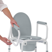 Load image into Gallery viewer, Medline Steel Drop-Arm Commode, Four Locking Casters, 350 lb Weight Capacity #G1-303DWX1
