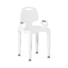 Load image into Gallery viewer, Medline Shower Chair with Backrest and Arms, 350 lb. Weight Capacity, Adjustable Legs, White Plastic, #G2-105RX1
