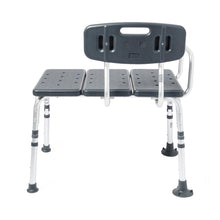 Load image into Gallery viewer, Medline Knockdown Transfer Bench with Back and Microban Treatment, Gray, 350 lb. Capacity,  #MDS86960KDMGH
