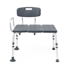 Load image into Gallery viewer, Medline Knockdown Transfer Bench with Back and Microban Treatment, Gray, 350 lb. Capacity,  #MDS86960KDMGH
