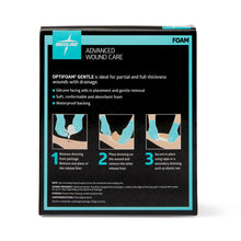 Load image into Gallery viewer, Medline Silicone Foam Dressing Optifoam Gentle 4 X 4 Inch Without Border Waterproof Backing Silicone Face Square Sterile #MSC2244EPZ
