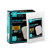 Load image into Gallery viewer, Medline Silicone Foam Dressing Optifoam Gentle 4 X 4 Inch Without Border Waterproof Backing Silicone Face Square Sterile #MSC2244EPZ
