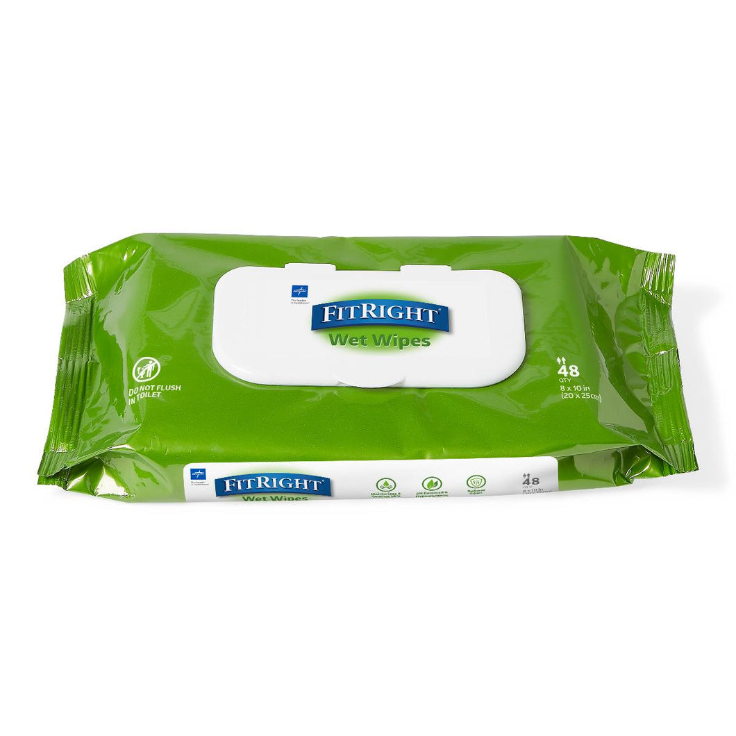 Medline FitRight Aloe Personal Cleansing Wipes, 8