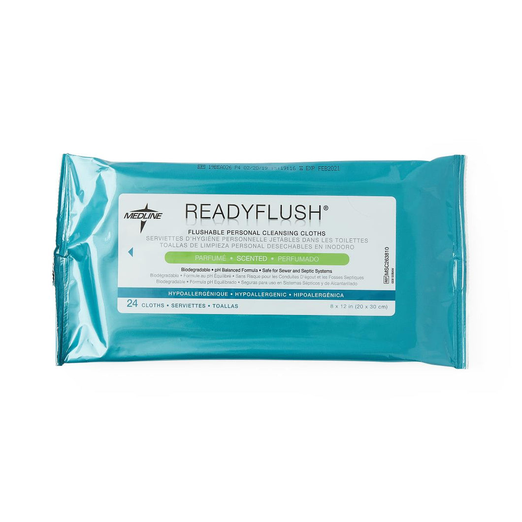 Medline ReadyFlush Flushable Wet Wipes, 8