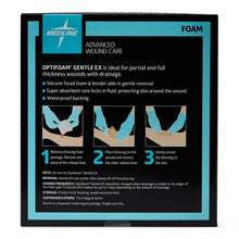 Load image into Gallery viewer, Medline Silicone Foam Dressing Optifoam® Gentle EX 5 X 5 Inch With Border Film Backing Silicone Face Square Sterile #MSCEX55EP
