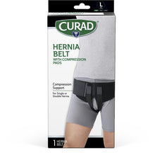 Load image into Gallery viewer, CURAD Hernia Belt with Removable Compression Pads, Hook-and-Loop Closure, Elastic, Black
