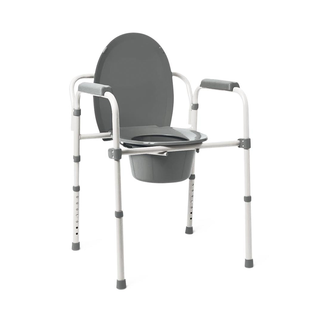 Medline Dark Grey 3-in-1 Folding Commode with Elongated Seat, Microban Treated #G1-200LMX1