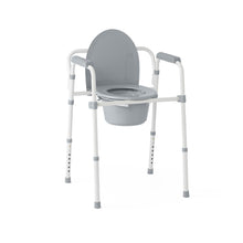 Load image into Gallery viewer, Medline Steel 3-in-1 Folding Commode, Includes Seat with Lid, Bucket, Armrests, and Splashguard  #G1-200X1

