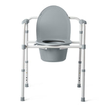 Load image into Gallery viewer, Medline Steel 3-in-1 Folding Commode, Includes Seat with Lid, Bucket, Armrests, and Splashguard  #G1-200X1
