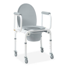 Load image into Gallery viewer, Medline Steel Drop-Arm Commode, Four Locking Casters, 350 lb Weight Capacity #G1-303DWX1
