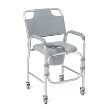 Load image into Gallery viewer, Medline Aluminum Padded Shower Chair Commode with 4 Locking Casters #G1-502PWX1
