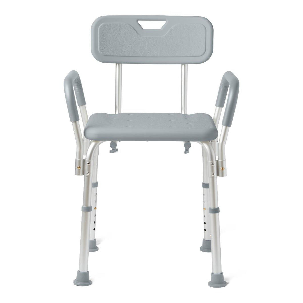 Medline Shower Chair with Backrest and Padded Armrests, 350 lb. Capacity, Gray, Aluminum, #G2-100KHX1