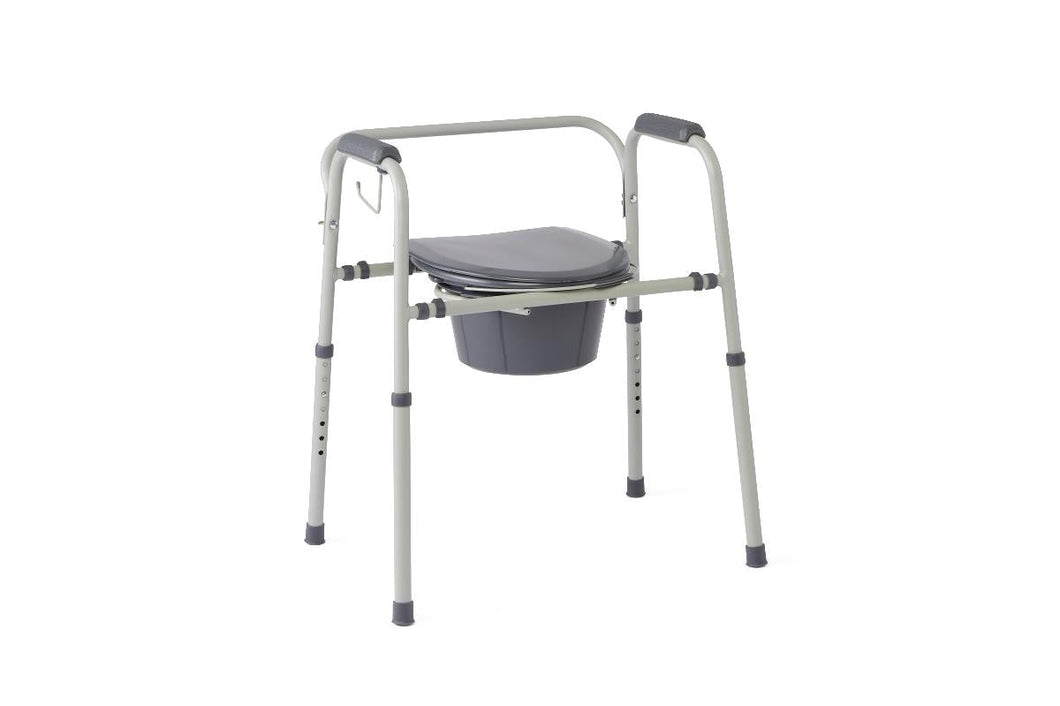 Medline Knockdown Steel Bedside Commode with Microban, Gray #MDS89664KDMBG