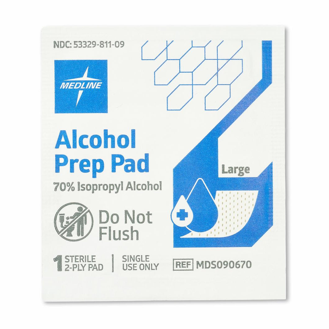 Medline Sterile Alcohol Prep Pads,. 2-Ply, Size L, 1-3/4