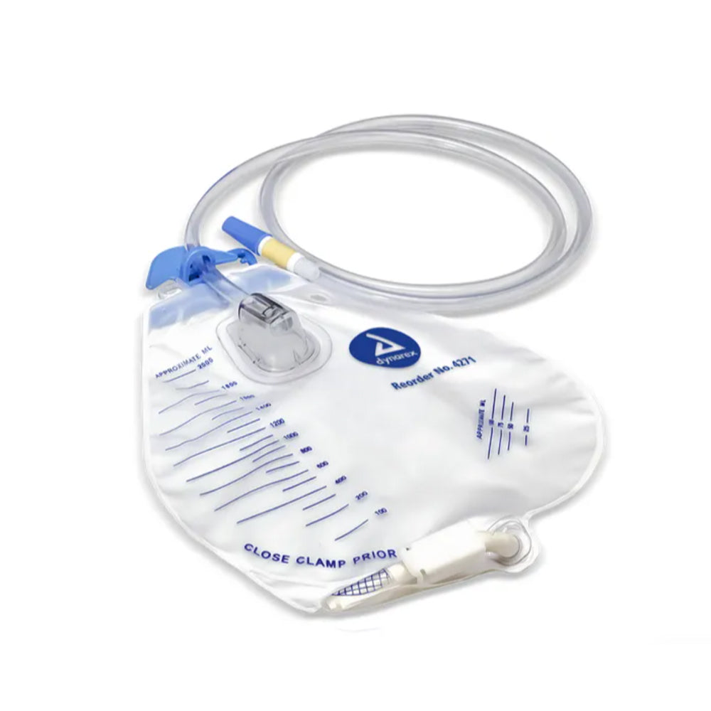 Dynarex Urinary Drain Bag Dynarex Anti-Reflux Valve Sterile 2,000 mL Vinyl #4271